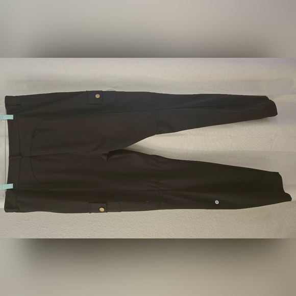 HALARA Black Pants with Gold Button Day Stretch High Waisted Zipper Pockets - Picture 2 of 6